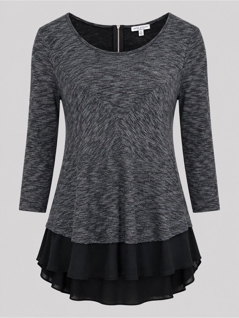 Green Envelope Gray and Black Scoop Neck Lightweight Top XL